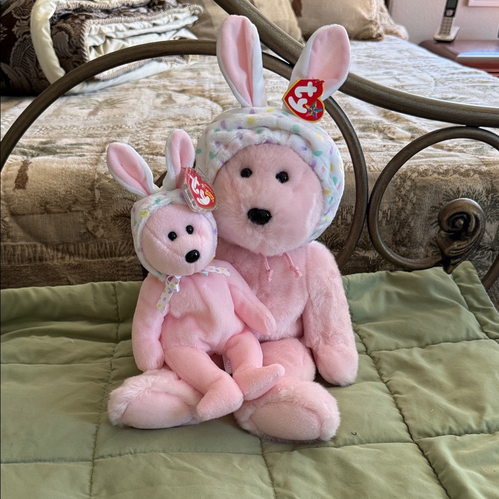 Vintage Ty Beanie Babies Easter buddy and beanie matching set
